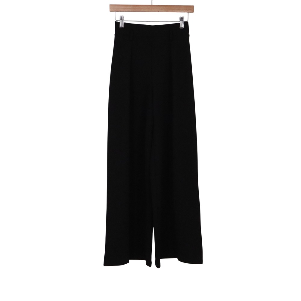 H&M Pants Womens XS Wide Leg Black High Waisted Trousers Solid Excellent